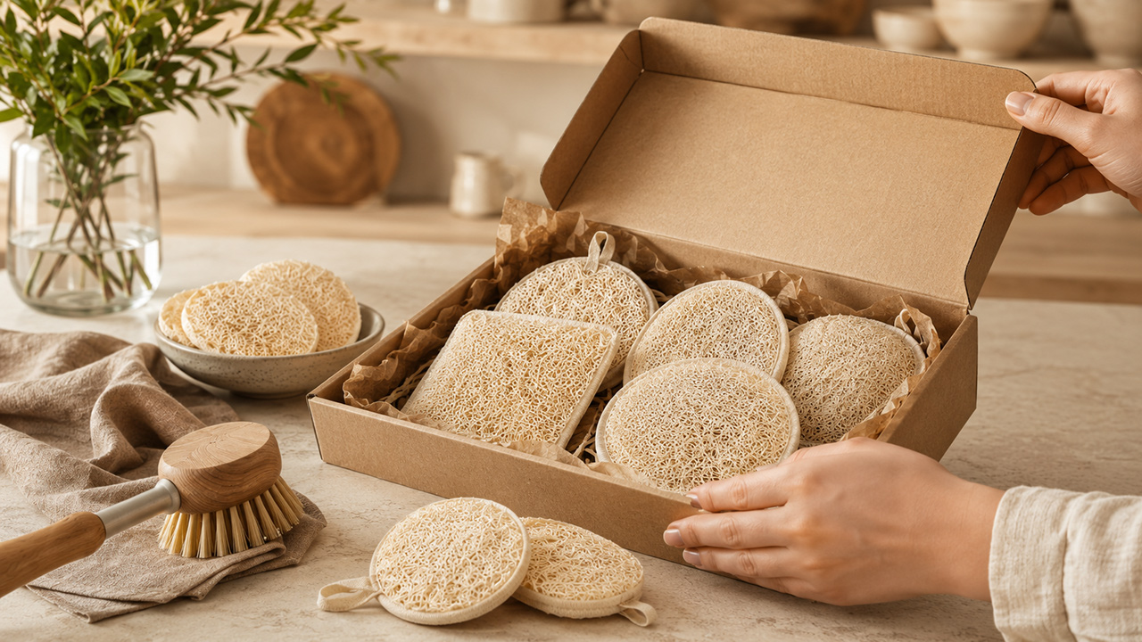 Factory packing workspace for loofah products